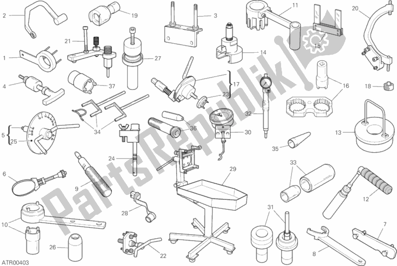 Todas las partes para 001 - Herramientas De Servicio De Taller de Ducati Multistrada 950 S USA 2020